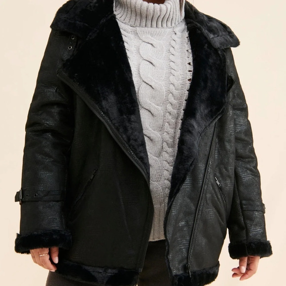 NWOT Hutch Rhys Sherpa Moto Jacket - Picture 2 of 8